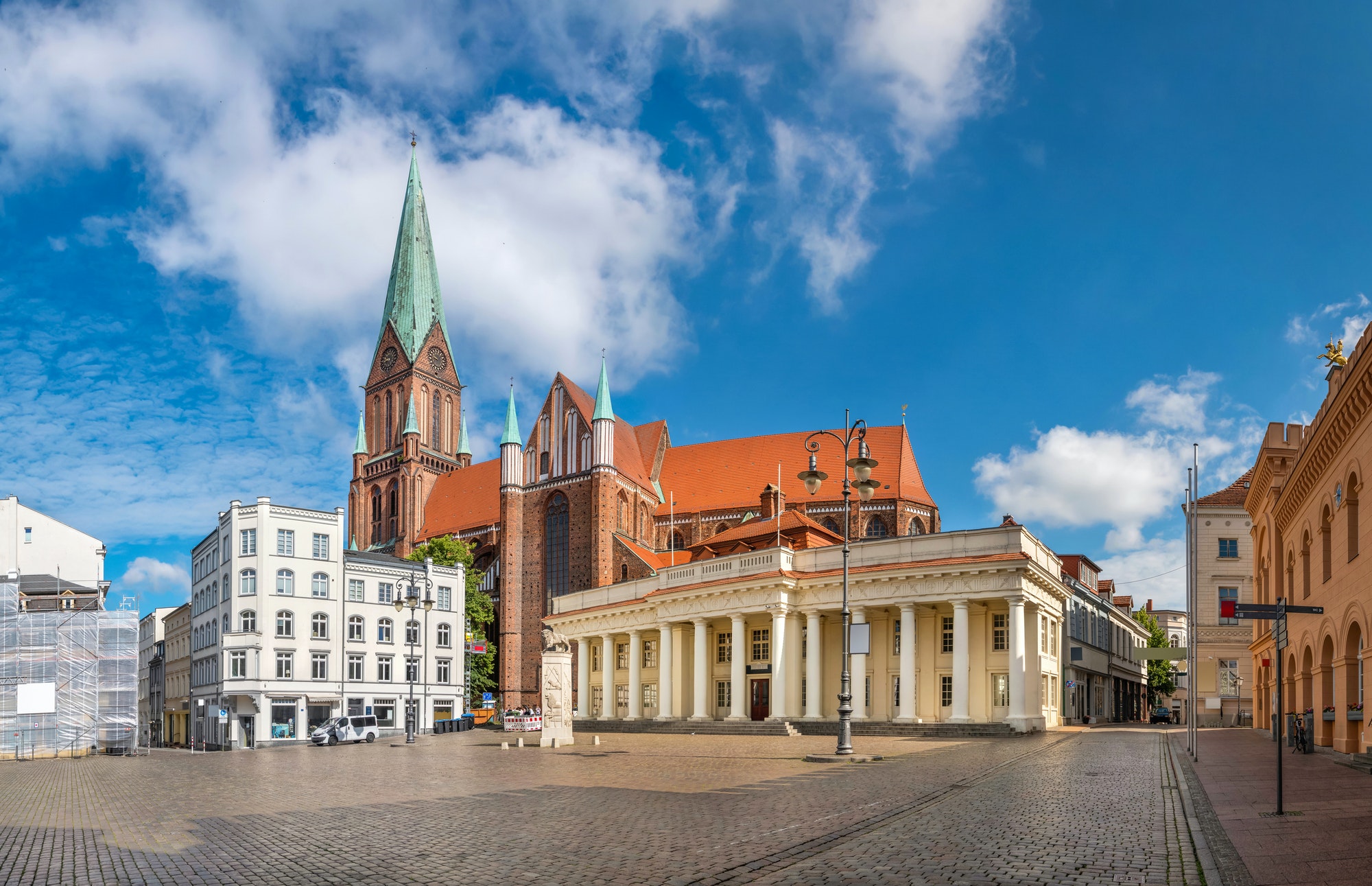 Marktplatz square and Cathedral in Schwerin, Germany